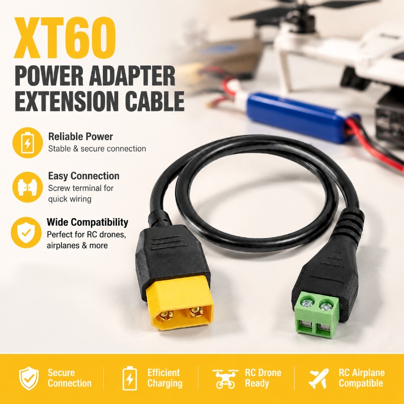 Fpv Drone Charger - XT60 Stecker- und Buchsenadapter auf 2-Pin-Schraubklemmenadapterkabel,